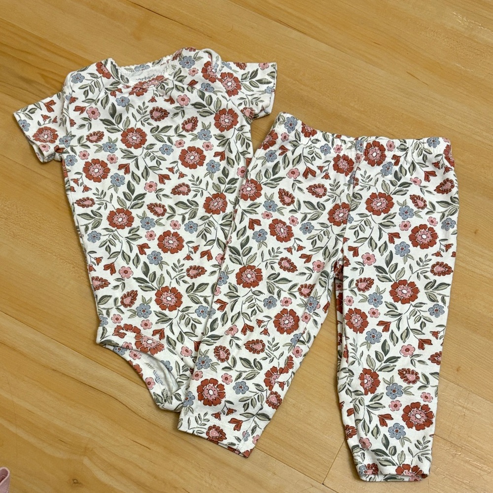 $1 Floral Baby Onesie and Pants Set